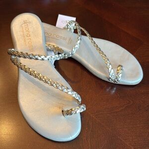 Simona Rosa Handmade in Tuscany Women's Light Gold Braided Sandals size 39/8